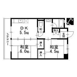 楠団地 2DKの間取図画像