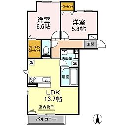 シンディーパレス 2LDKの間取図画像
