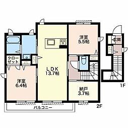 プロヌーブMAYU 2LDKの間取図画像