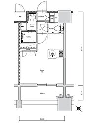 エンクレスト天神PORT ワンルームの間取図画像