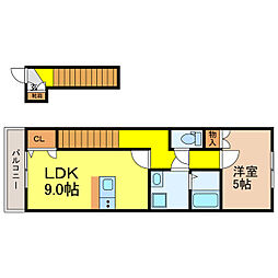 フォレスト矢倉 1LDKの間取図画像
