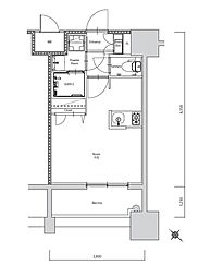 エンクレスト天神PORT ワンルームの間取図画像