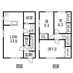 カトル.ヴァン中野D 3LDKの間取図画像
