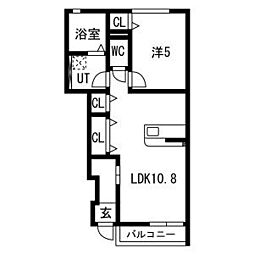 シティハウス花園町 1LDKの間取図画像