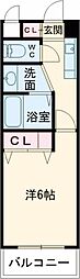 アスフローレス 1Kの間取図画像
