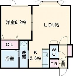 ロワールA 1DKの間取図画像