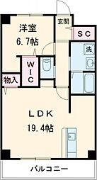 グランド・ホープ 1LDKの間取図画像
