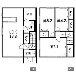 プリエール B棟 3LDKの間取図画像