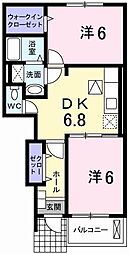 セゾンジェルメ 2DKの間取図画像