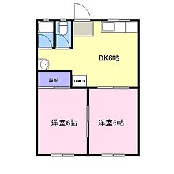 アジュール塩冶南 2DKの間取図画像