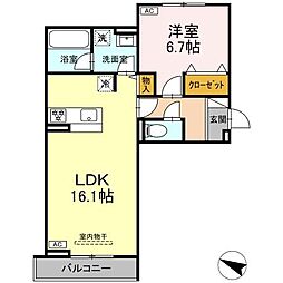 メゾン梅木 1LDKの間取図画像