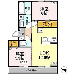 メゾン梅木 2LDKの間取図画像