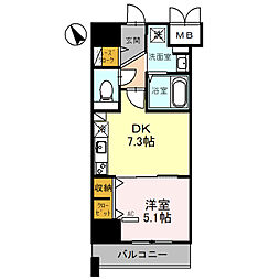 アウル三国ケ丘 1DKの間取図画像