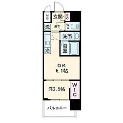 プレリスNEO大阪十三エルヴィオン 1DKの間取図画像