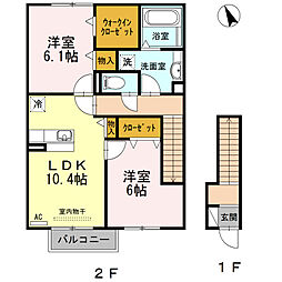 ジュネス榊原 2LDKの間取図画像