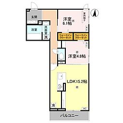 D-ROOM中小坂 2LDKの間取図画像