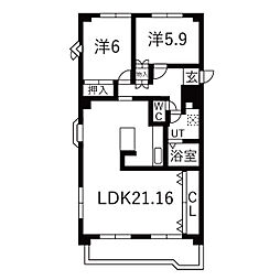 メゾン・ド・ヴェール 2LDKの間取図画像