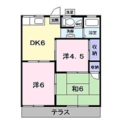 ハイツ四季 3DKの間取図画像