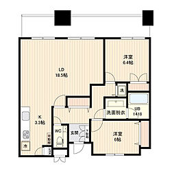 リバーサイド隅田セントラルタワー 2LDKの間取図画像