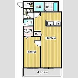ウッドベルスクエアB 1LDKの間取図画像