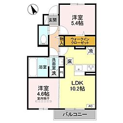 D-ROOM 天が岡 2LDKの間取図画像