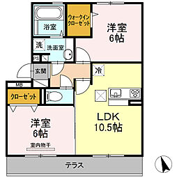 ボナール下硯川 2LDKの間取図画像
