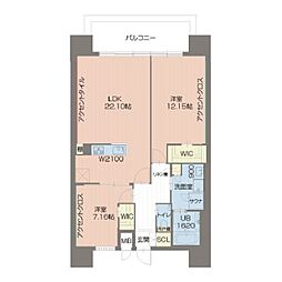 プレジオ北浜 2LDKの間取図画像