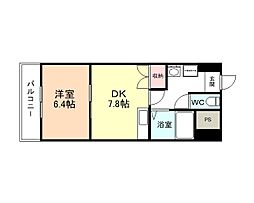 大門マンション 1DKの間取図画像