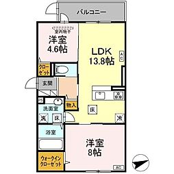 D-ROOM西熊本駅II 2LDKの間取図画像