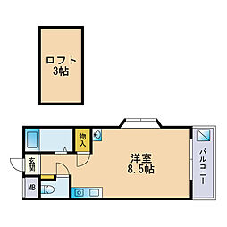 フォルム室見 ワンルームの間取図画像