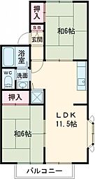 ファースト・パイン・ハイツC 2LDKの間取図画像