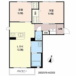 桜ハイツ 2LDKの間取図画像