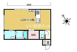Tobiano ワンルームの間取図画像