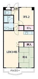ヴィクトワール弐番館 2LDKの間取図画像