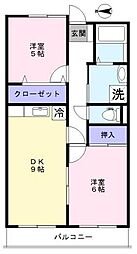 ルプソアール 2DKの間取図画像