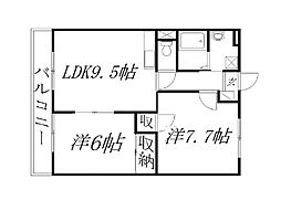 オールウェイズ 2DKの間取図画像