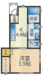 メゾン・ド・パステル台町F 1Kの間取図画像