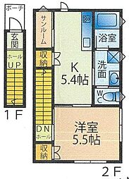 メゾン・ド・パステル台町F 1Kの間取図画像