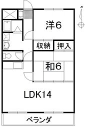 中央マンション 2LDKの間取図画像