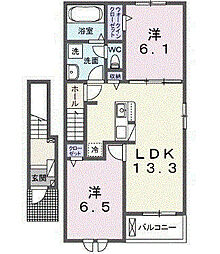 ノイエ ハイマート 2LDKの間取図画像