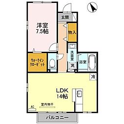 リビングタウン松若町A 1LDKの間取図画像