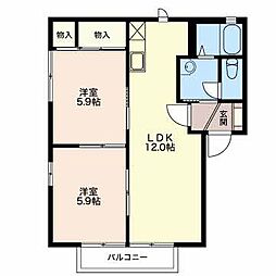 ウィステリア菊川C 2LDKの間取図画像