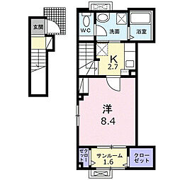 新発田市緑町1丁目アパート 1Kの間取図画像