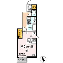 サミーヨK ワンルームの間取図画像