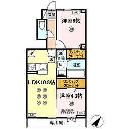 ラ・シャルール コガ 2LDKの間取図画像