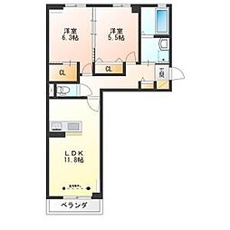 Villace 2LDKの間取図画像