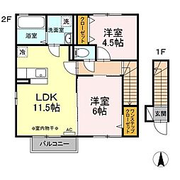 サニーハイム 2LDKの間取図画像