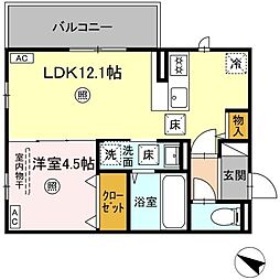 ピノ・ジョヴァーネ 1LDKの間取図画像