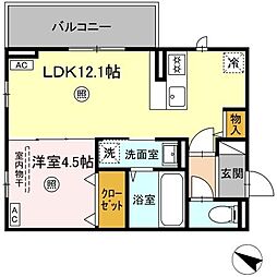 ピノ・ジョヴァーネ 1LDKの間取図画像