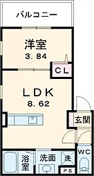 ルピナス・ルート 1LDKの間取図画像